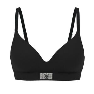 PINK Victoria's Secret Classic Black Sports Bra with Crystal Logo